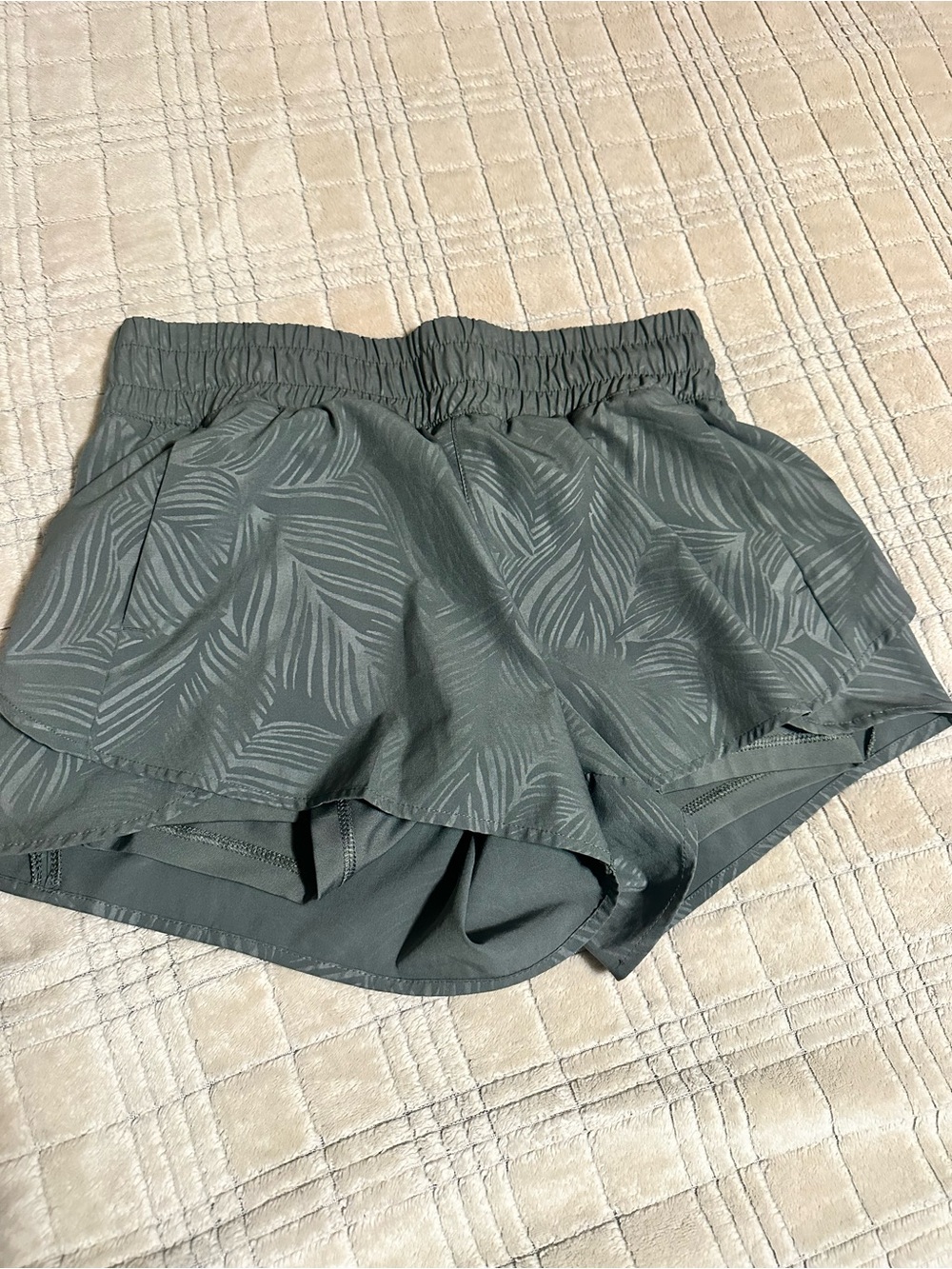 Avia Olive Green Palm-Print Athletic Shorts